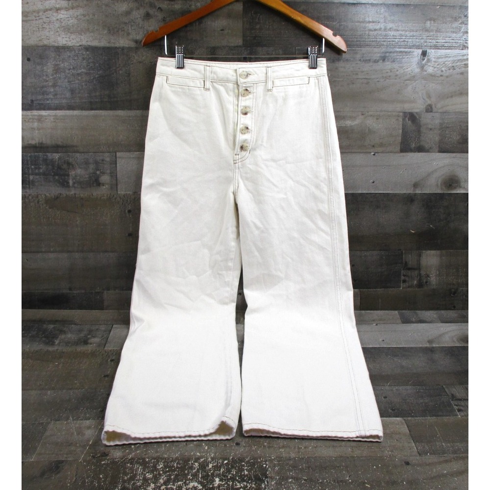 Reformation Jeans Womens 27 Ivory Lexi High Rise Wide Leg Button Fly Made USA